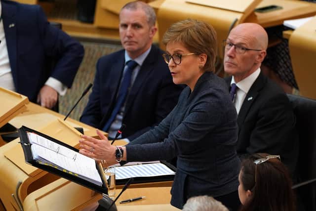 Scotland's First Minister Nicola Sturgeon during First Minster's Questions at the Scottish Parliament in Holyrood, Edinburgh. Picture date: Thursday June 23, 2022. Picture: Press Association
