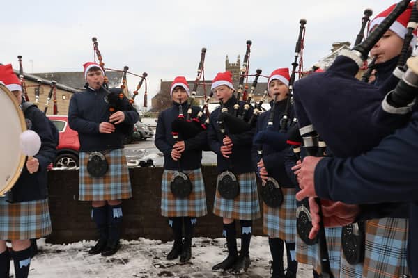 The Larbert High School Pipe Band perform. Picture: Scott Louden