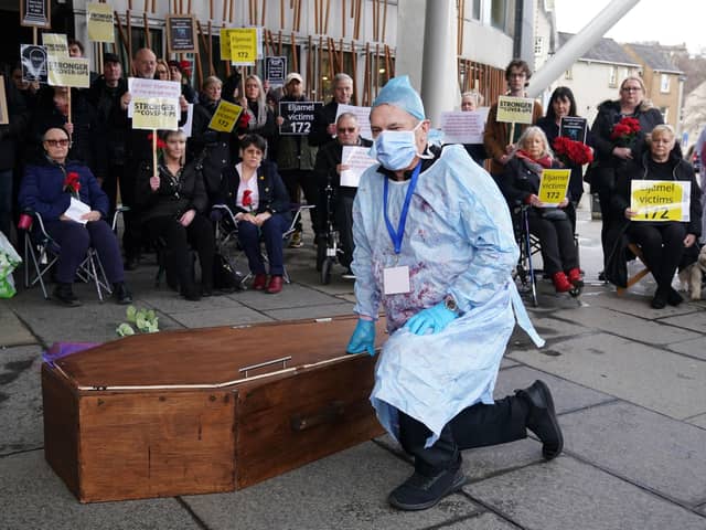 Eljamel's victims protested outside the Scottish Parliament. Image: Andrew Milligan/Press Association.