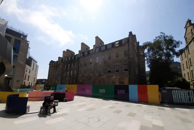 Restoration work on the one surviving side of the original St James Square continues.