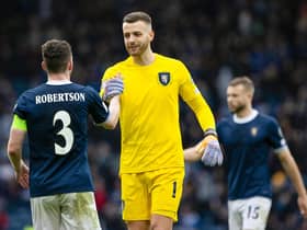 Angus Gunn made his debut for Scotland and kept a clean sheet.