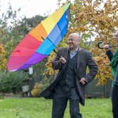 Scottish Green Party leaders Patrick Harvie and Lorna Slater during a visit to the Eats Rosyth Centenary Orchard in Rosyth, Fife, ahead of the party conference.