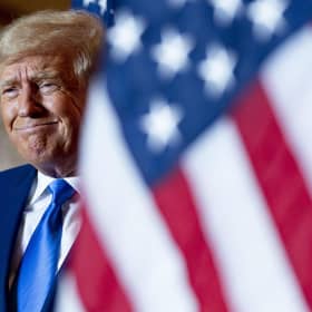 Former President Donald Trump takes the stage to speak at Mar-a-lago on Election Day, Tuesday, Nov. 8, 2022, in Palm Beach, Fla. (AP Photo/Andrew Harnik)