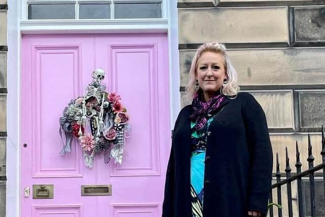 Miranda Dickson's pink front door, before it was recently painted. Picture: Miranda Dickson/SWNS