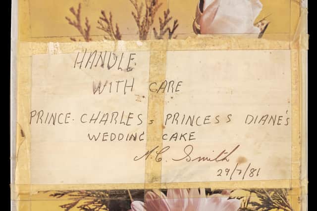 Undated handout photo issued by Dominic Winter Auctioneers of a tin containing a slice of cake from one of the 23 official wedding cakes made for the Royal Wedding of HRH Prince Charles and Lady Diana Spencer on Wednesday 29th July 1981.