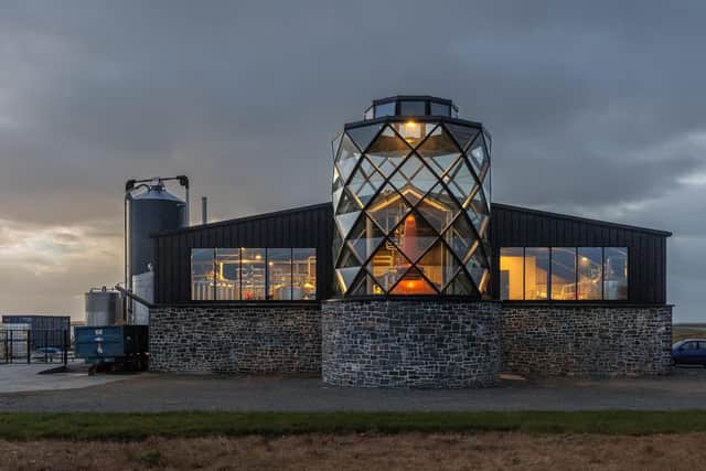 Benbecula Distillery, which began production in spring 2024, is housed in a distinctive building. Picture: Sandie Maciver
