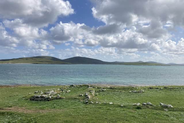Not a soul can be seen at the former settlement of Sheabie in Berneray but it was once a bustling place of families and industry, with kelp formerly a major source of income for islanders. PIC: Contributed.