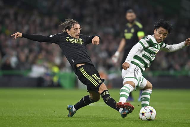Celtic's Reo Hatate impressed going toe-to-toe with Luka Modric.  (Photo by Rob Casey / SNS Group)