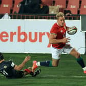 Duhan van der Merwe goes over to score the Lions' second try against the Sharks in Johannesburg. Picture: David Rogers/Getty Images
