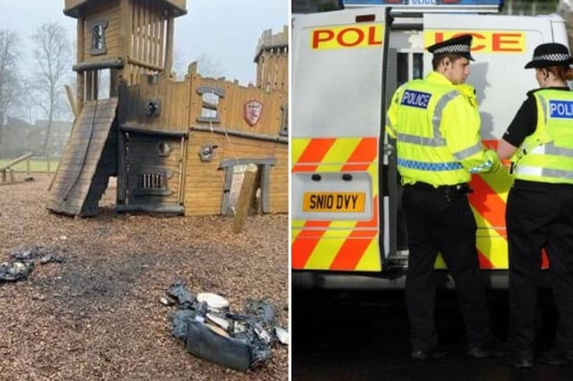 A wheelie bin was set alight under a children's play area in Robertson Park, Renfrew.