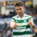 Matt O’Riley celebrates scoring the first of his two Celtic goals in the 4-0 win over Kilmarnock. (Photo by Craig Williamson / SNS Group)