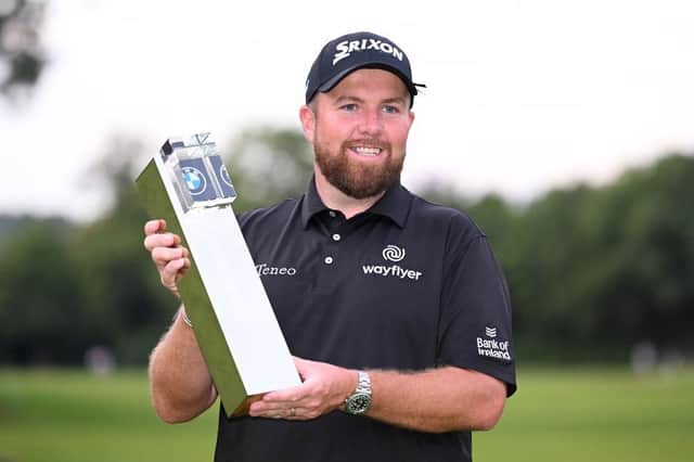 Shane Lowry shows off the BMW PGA Championship trophy after his win at Wentworth. Picture: Ross Kinnaird/Getty Images.