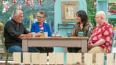 Paul Hollywood, Prue Leith, Noel Fielding and Matt Lucas in the Bake Off tent.