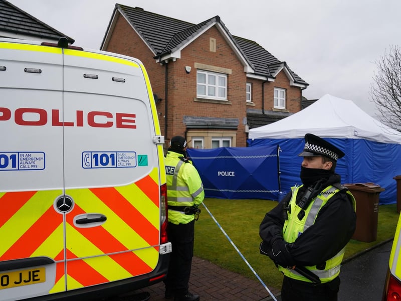 Blue sheeting has also been put up to screen the house from view and a police cordon has been put in place around the property.