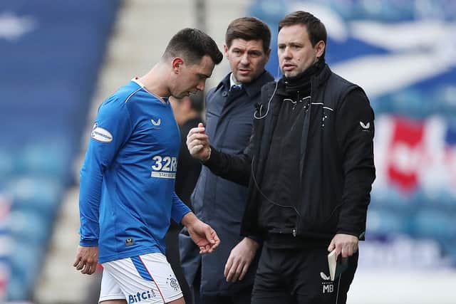 Ryan Jack has not played for Rangers since limping out of their match against Dundee United at Ibrox on February 21. (Photo by Ian MacNicol/Getty Images)