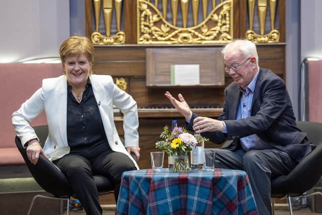 Former first minister Nicola Sturgeon and former deputy first minister Lord Wallace of Tankerness, during a devolution event in Edinburgh, to mark 25 years of Scottish Parliament, Photo: Jane Barlow/PA Wire