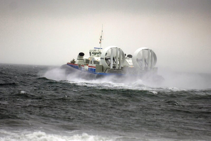 The hovercraft makes its way across the Forth