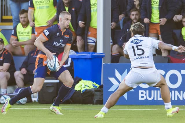 Edinburgh's Freddie Owsley during a United Rugby Championship between Edinburgh Rugby and Zebre at the DAM Health Stadium.