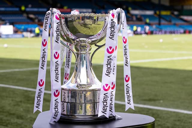 The Viaplay Cup during the last 16 match between Kilmarnock and Celtic at Rugby Park on August 20, 2023. (Photo by Alan Harvey / SNS Group)