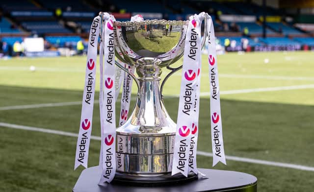 The Viaplay Cup during the last 16 match between Kilmarnock and Celtic at Rugby Park on August 20, 2023. (Photo by Alan Harvey / SNS Group)