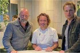 Outlander actors Sam Heughan and Graham McTavish, who play Jamie Fraser and Dougal MacKenzie on the Emmy-nominated time travel drama, enjoyed a bite to eat at celebrity chef Tom Kitchin's Edinburgh restaurant this week. Photo: Tom Kitchin.
