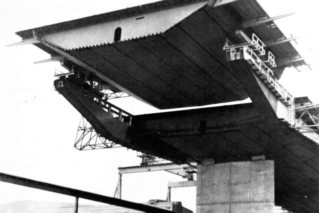 Construction of the steel box girder deck. Picture: Glasgow Motorway Archive