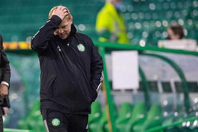 A dejected Neil Lennon as his side are easily defeated at Celtic Park. Picture: SNS