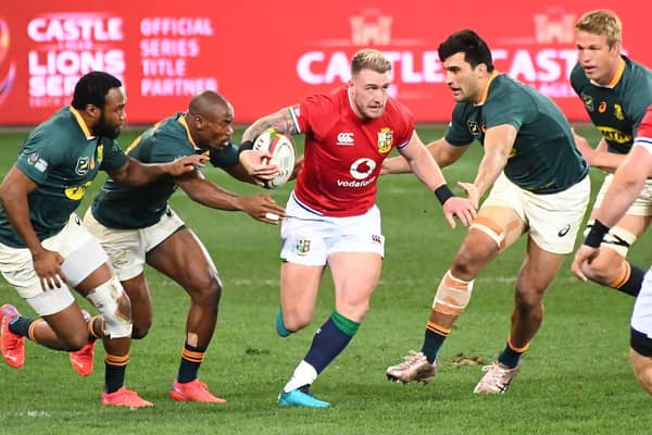 Stuart Hogg did not get many opportunities to run with the ball during the first Test match against South Africa. Picture: AFP via Getty Images