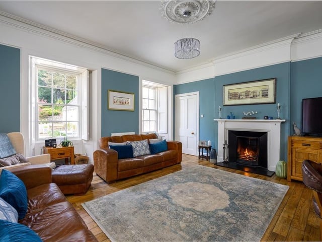 Family room with fireplace.