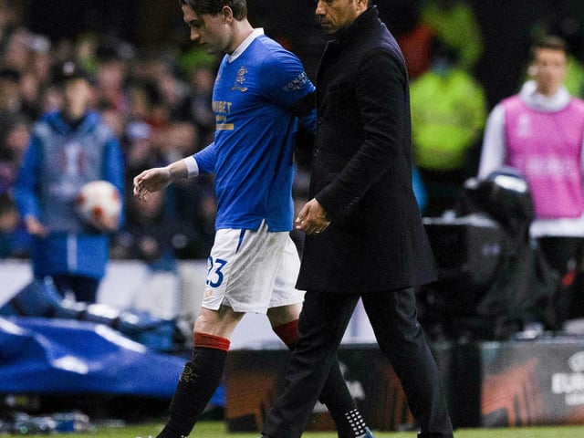 Given a consistent run of starts by van Bronckhorst but after exertions of midweek failed to make much headway against United's defence before being replaced by Amad at the interval.
