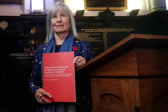 Baroness Helena Kennedy KC, at the launch of the final report of the Commission of Inquiry into Asylum Provision in Scotland.