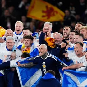Scotland celebrates qualifying for the world cup.