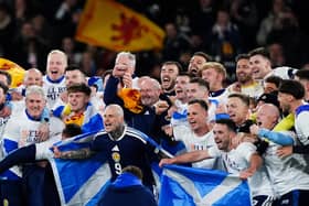 Scotland celebrates qualifying for the world cup.