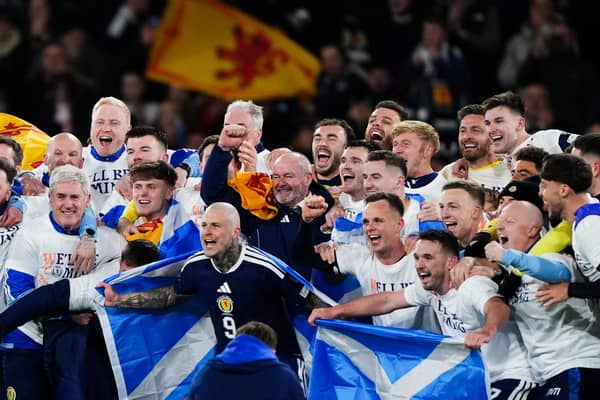 Scotland celebrates qualifying for the world cup.