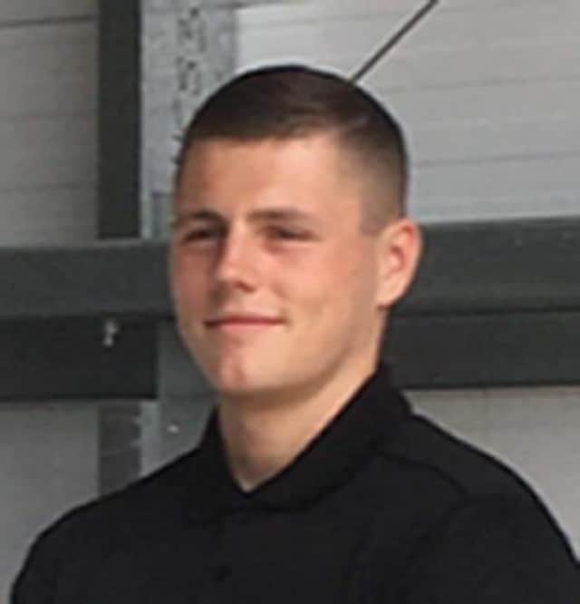 Victim: Adam Anderson when he was celebrating his success on a Skills Academy course in Greenock.