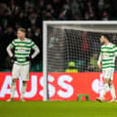 Celtic's Jota is left dejected during a UEFA Conference League Last 32 first leg match. (Photo by Craig Williamson / SNS Group)