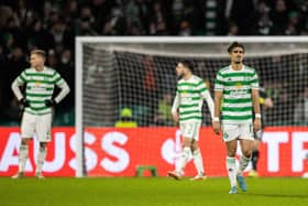 Celtic's Jota is left dejected during a UEFA Conference League Last 32 first leg match. (Photo by Craig Williamson / SNS Group)