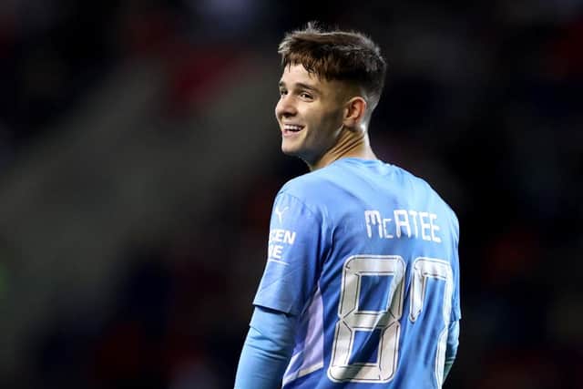 James McAtee of Manchester City U21. (Photo by George Wood/Getty Images)
