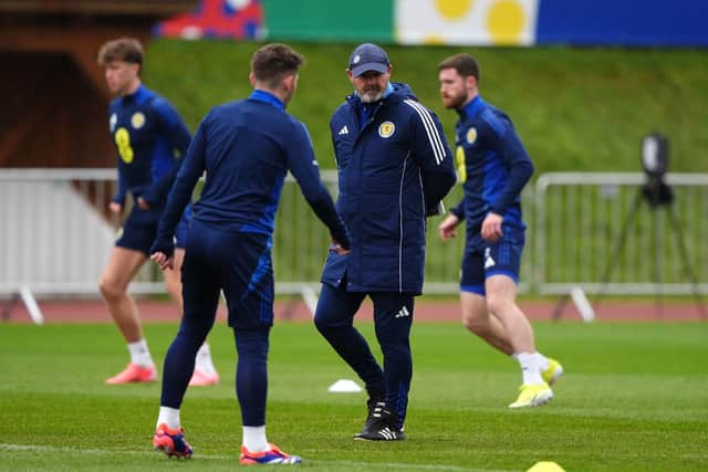 Scotland manager Steve Clarke during a training session at Stadion am Groben in Garmisch-Partenkirchen on Tuesday.