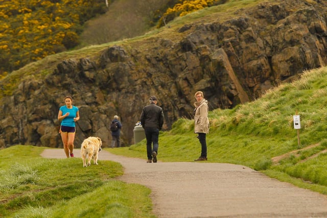 Walkers in Holyrood Park.