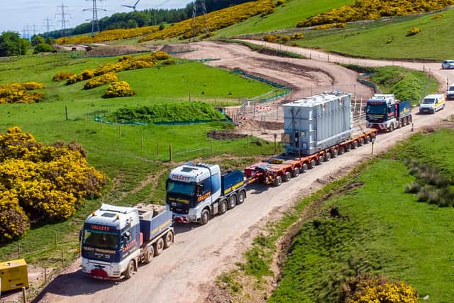 The abnormal load making its way to Crystal Rig. Picture: Peter Devlin