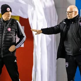 Hamilton Accies manager Brian Rice with his former boss, Ross County's John Hughes. Picture: SNS