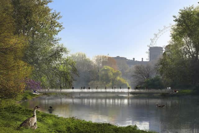 An artist's impression of the Queen Elizabeth II Memorial in St James' Park in London.Picture: Foster + Partners/PA Wire