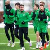 Stevie Mallan was back in the mix at Hibs training after switch to Turkey stalled. Photo by Ross MacDonald / SNS Group