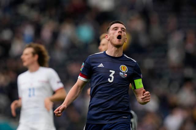 Andy Robertson will captain Scotland against England at Wembley.