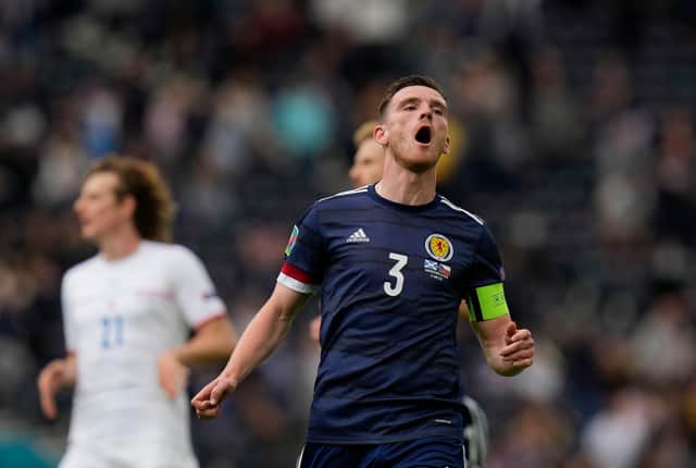 Andy Robertson will captain Scotland against England at Wembley.