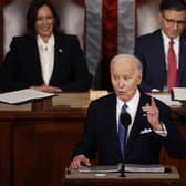 US President Joe Biden delivers the State of the Union at the US Capitol, once stormed by Donald Trump's supporters attempting to stop him taking office (Picture: Chip Somodevilla/Getty Images)