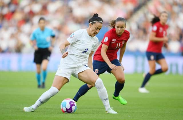 Can Lucy Bronze and England overcome pre-tournament favourites Spain tonight? (Photo by Mike Hewitt/Getty Images)