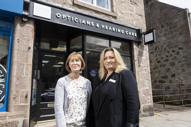 Duncan and Todd Opticians’ team members outside Banchory branch. (Pic: Newsline Media)