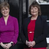 Kate Forbes (left) and Fiona Hyslop (right) with First Minister Nicola Sturgeon in February. Picture: Getty Images.